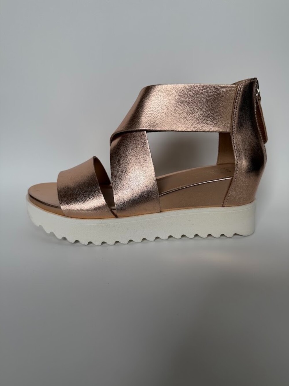 Steven Natural Comfort Kea Rose Gold Leather Platform Wedge Sandals NC-KEA Sz 6